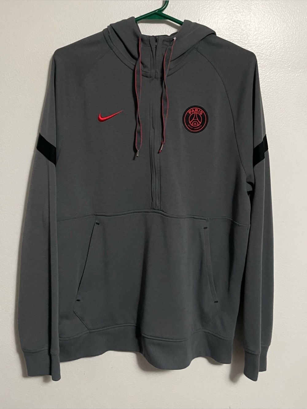 Nike Saint Germain Grey Dri-Fit 1/2 Zip-Up Hoodie Size Large